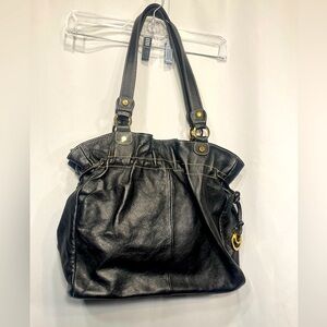 Black Celsius Genuine Leather Bag With Animal Print Inside